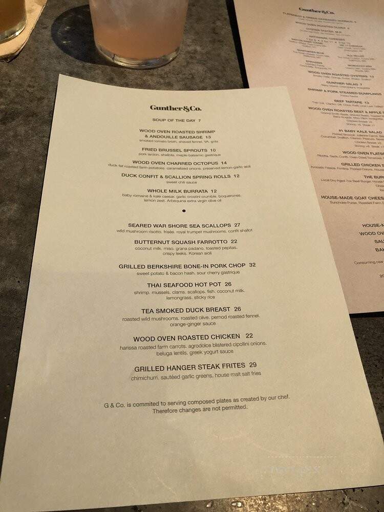 Gunther & Co - Baltimore, MD menu_pic