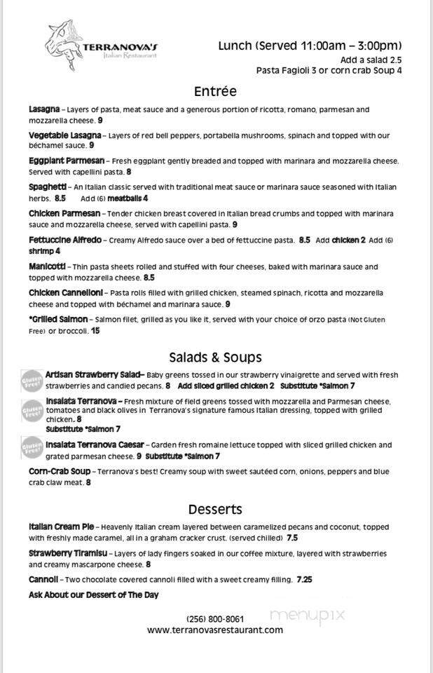 Terranova's Italian Restaurant - Athens, AL menu_pic