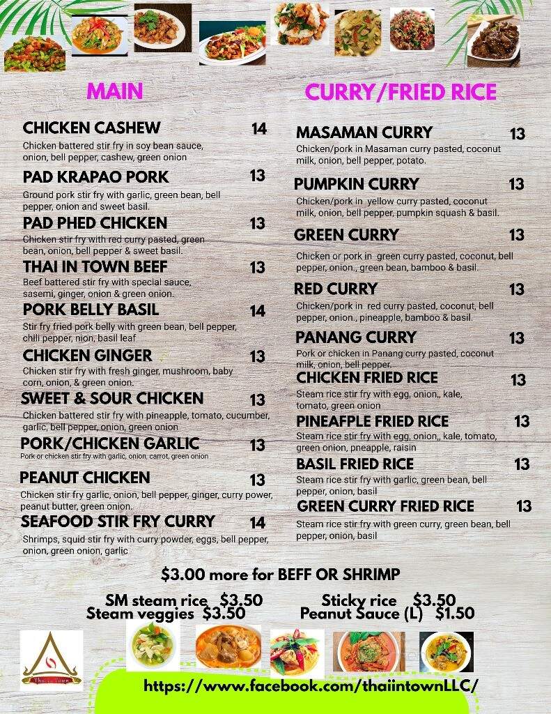 Thai In Town - Longview, WA menu_pic