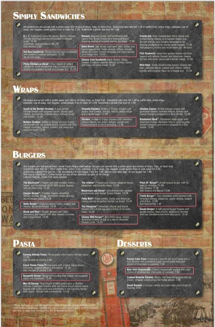 Boulevard Bar & Grille - Lexington, MN menu_pic