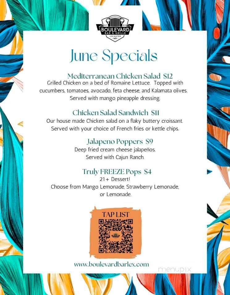 Boulevard Bar & Grille - Lexington, MN menu_pic