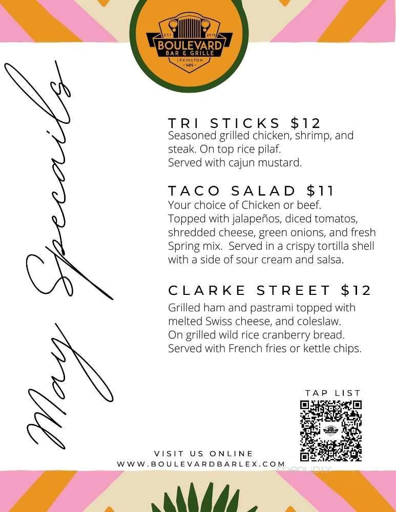 Boulevard Bar & Grille - Lexington, MN menu_pic