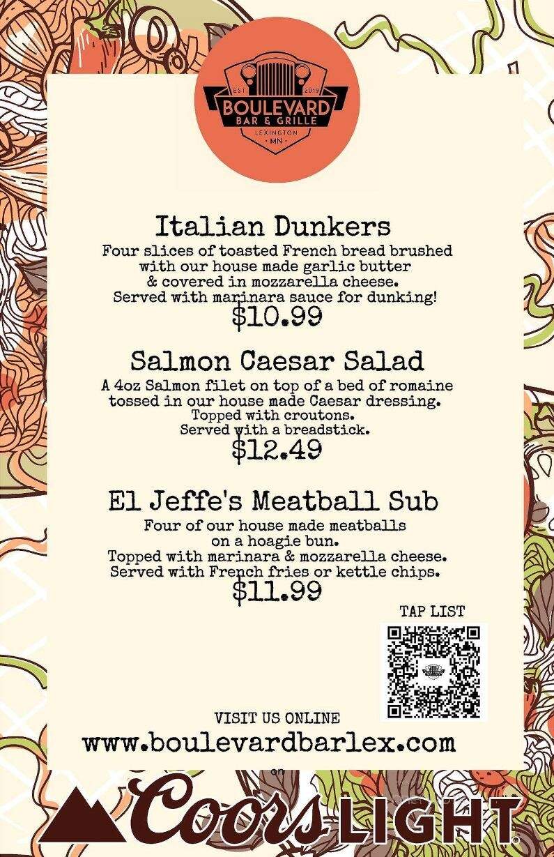 Boulevard Bar & Grille - Lexington, MN menu_pic