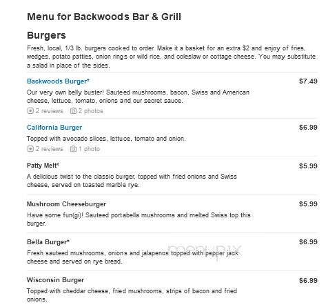 Backwoods Bar & Grill - Weyerhaeuser, WI menu_pic