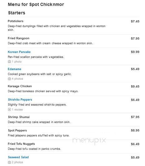 Spot Chickn'mor - Eastlake, OH menu_pic