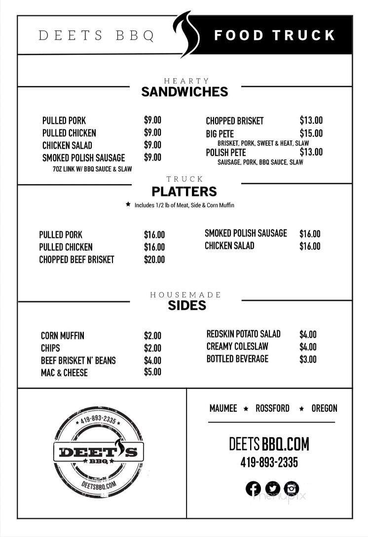 Deets BBQ - Maumee, OH menu_pic