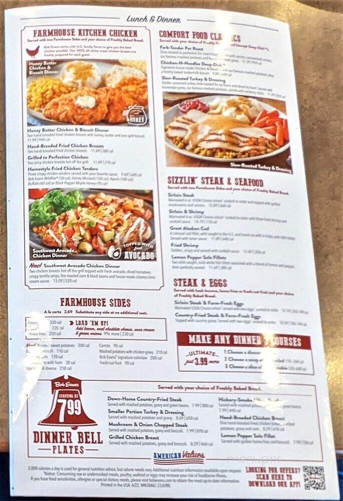 Bob Evans Restaurant - Lake City, FL menu_pic