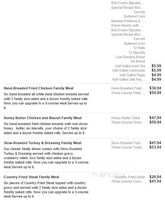 Bob Evans Restaurant - Holland, MI menu_pic