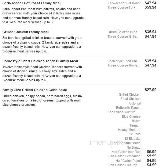 Bob Evans Restaurant - Holland, MI menu_pic