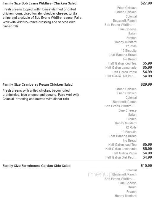 Bob Evans Restaurant - Holland, MI menu_pic