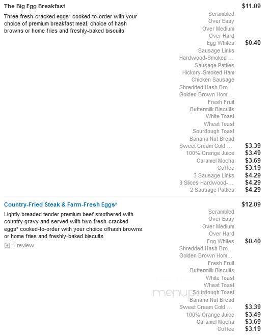 Bob Evans Restaurant - Holland, MI menu_pic