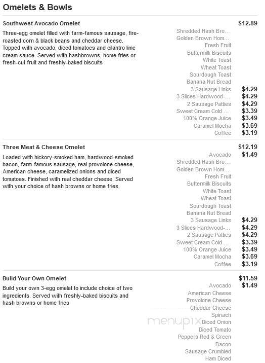 Bob Evans Restaurant - Holland, MI menu_pic