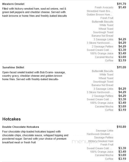 Bob Evans Restaurant - Holland, MI menu_pic