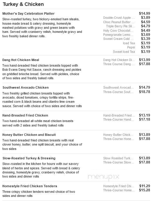Bob Evans Restaurant - Holland, MI menu_pic