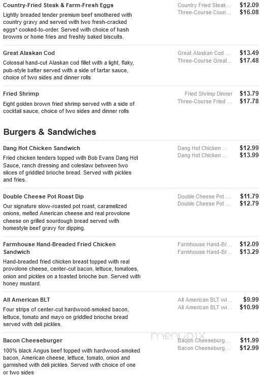 Bob Evans Restaurant - Holland, MI menu_pic