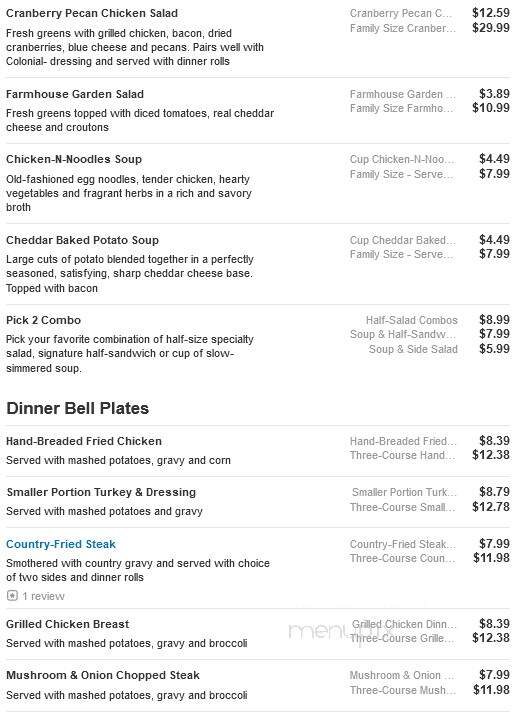 Bob Evans Restaurant - Holland, MI menu_pic