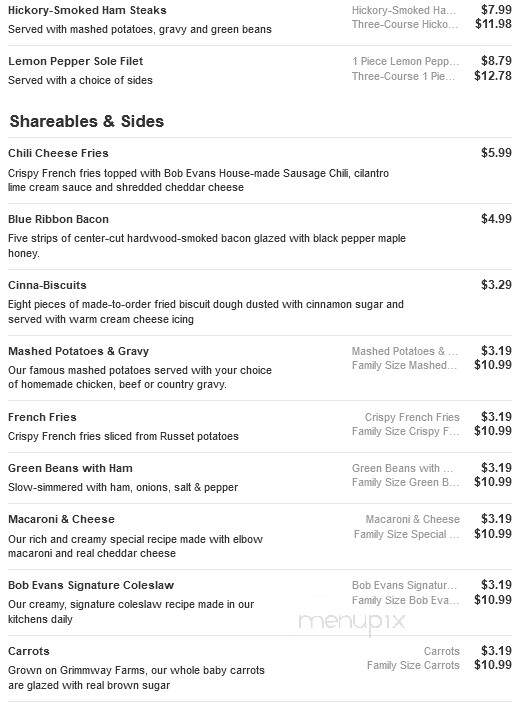 Bob Evans Restaurant - Holland, MI menu_pic