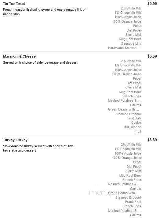 Bob Evans Restaurant - Holland, MI menu_pic