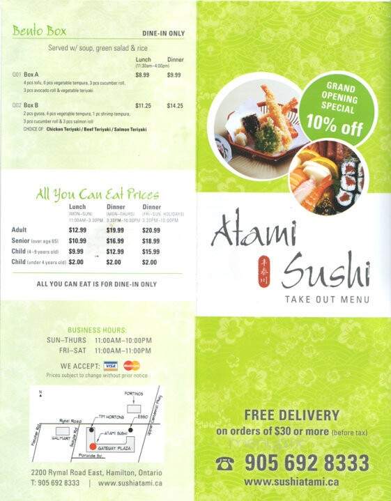 Atami Sushi - Hamilton, ON menu_pic
