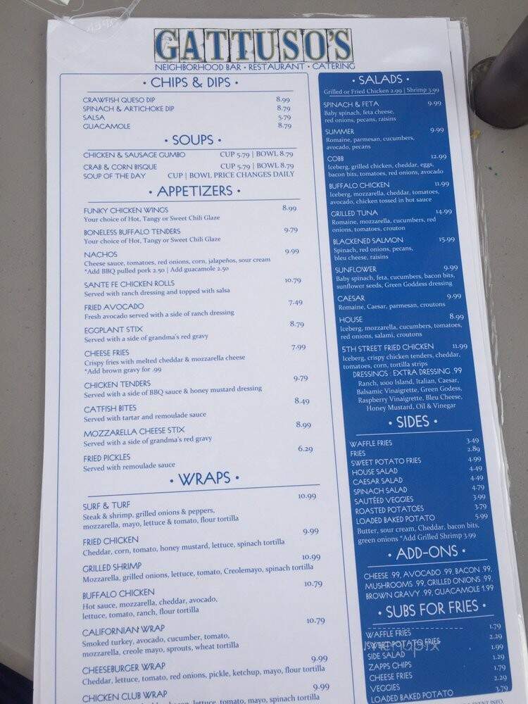 Gattuso's Restaurant Bar - Gretna, LA menu_pic