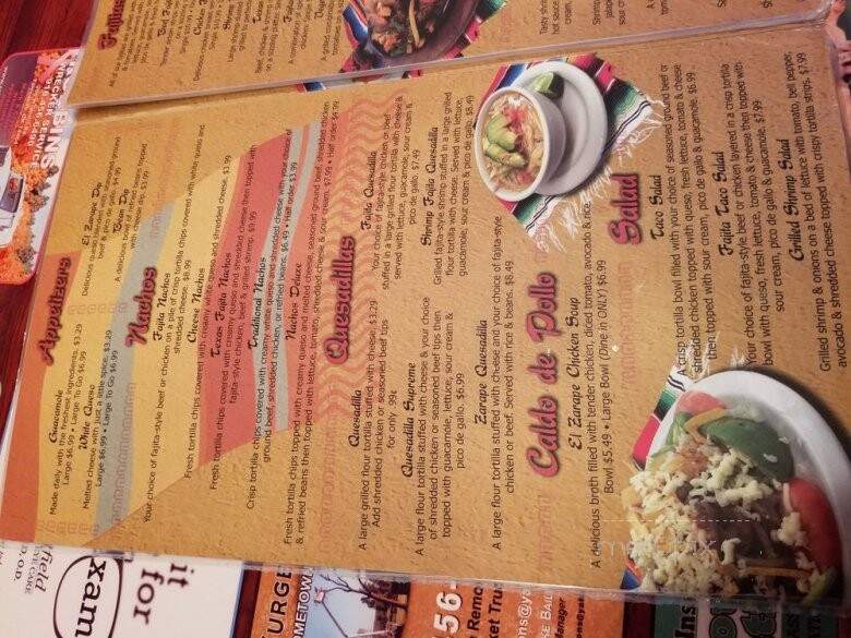 El Zarape - Tahlequah, OK menu_pic