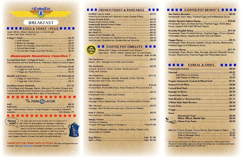 Coffee Pot - Kenosha, WI menu_pic