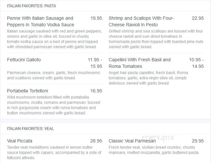 Galioto's Vintage Grille - Cedarburg, WI menu_pic