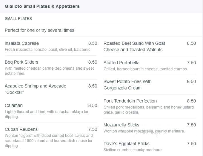 Galioto's Vintage Grille - Cedarburg, WI menu_pic