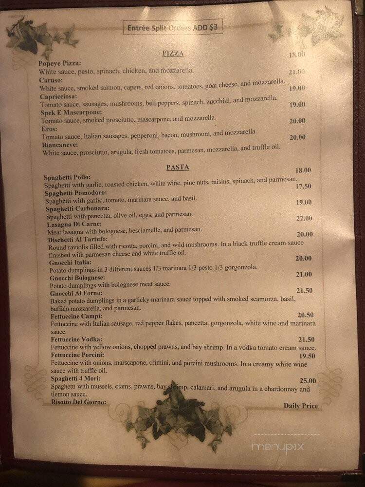 Caruso's Tuscan Cuisine - Capitola, CA menu_pic