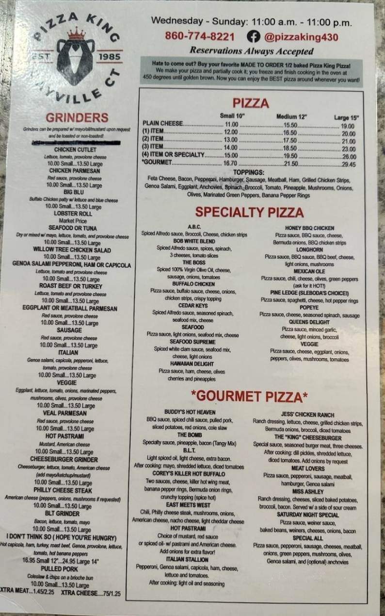 Pizza King - Dayville, CT menu_pic