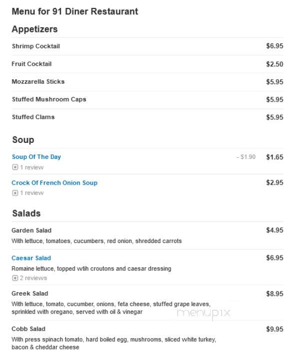 91 Diner Restaurant - New Haven, CT menu_pic