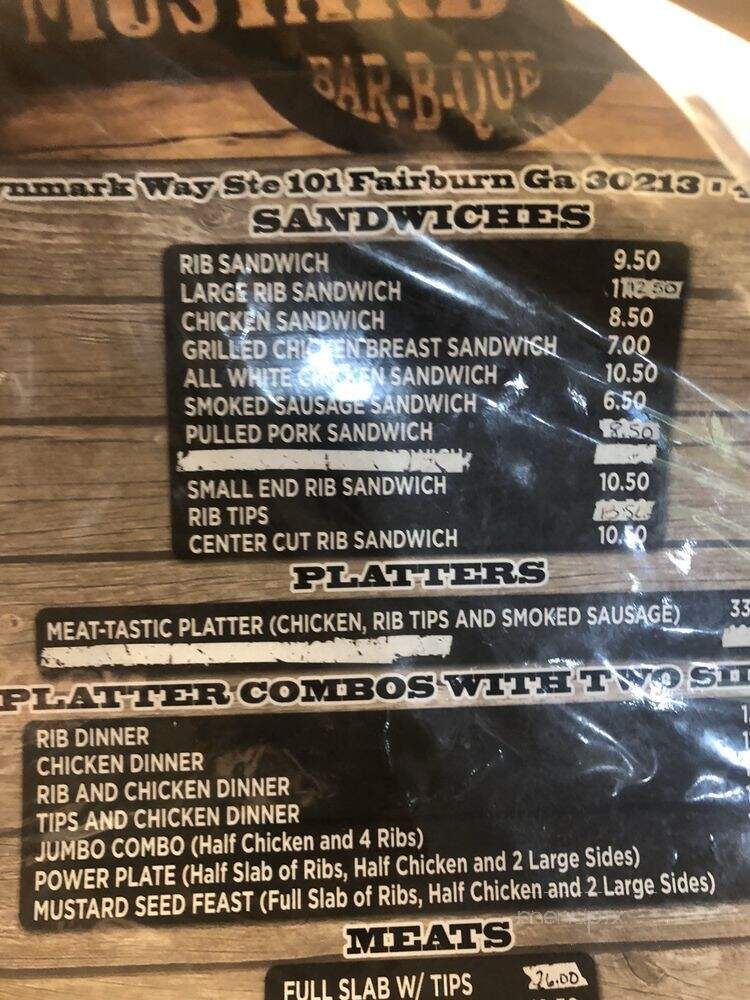 The Mustard Seed BBQ - Fairburn, GA menu_pic