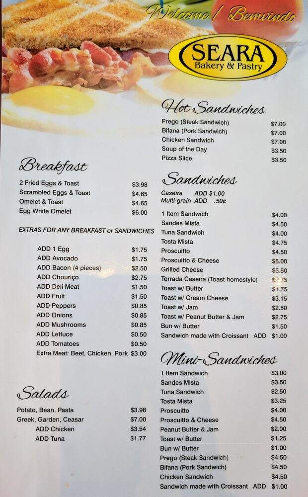 Seara Bakery & Pastry - Vaughan, ON menu_pic
