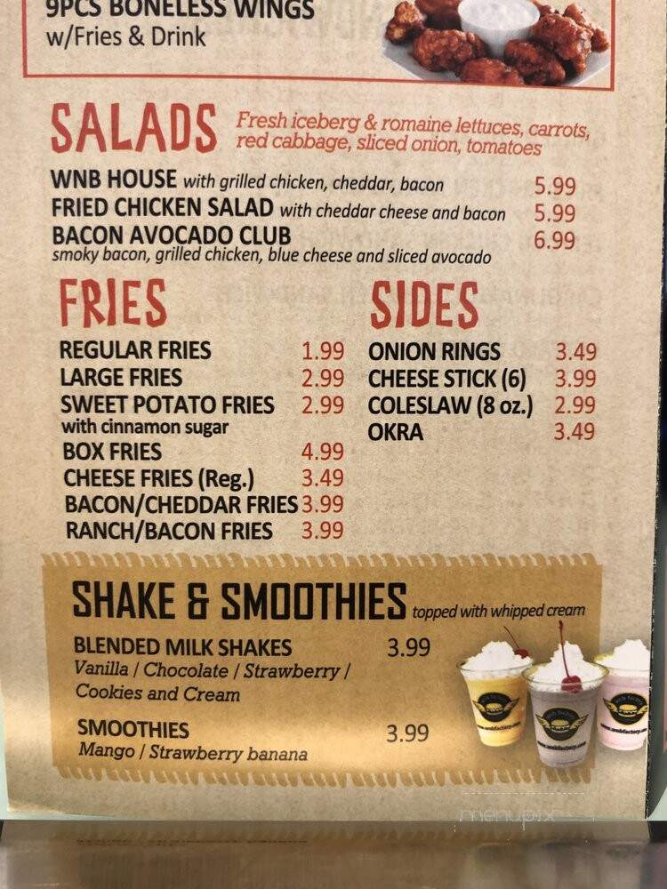 WNB Factory Wings & Burger - Gainesville, GA menu_pic