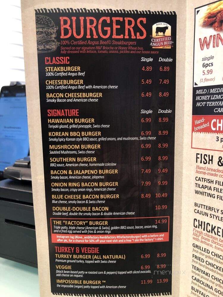 WNB Factory Wings & Burger - Gainesville, GA menu_pic