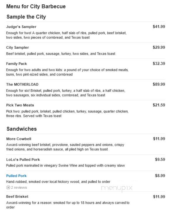 City Barbeque - Fairfield, OH menu_pic