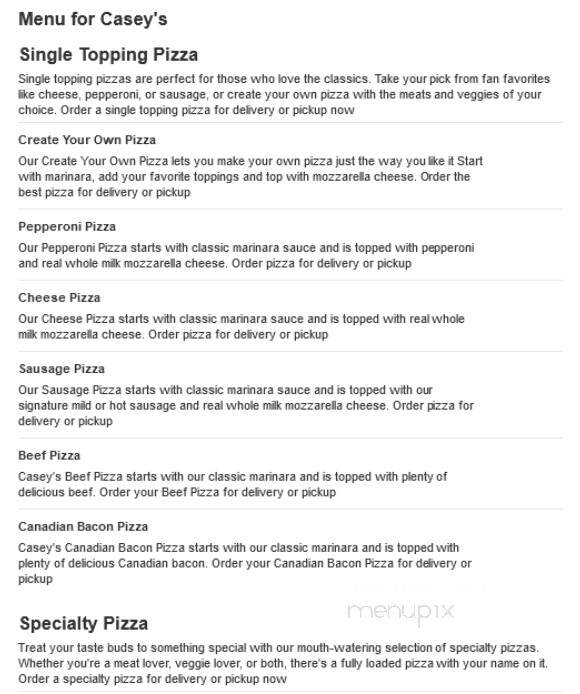Caseys Carry Out Pizza - Camanche, IA menu_pic