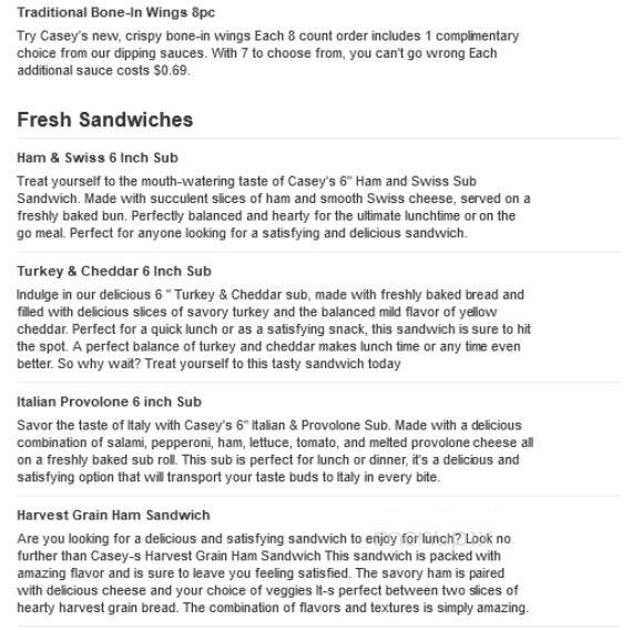Caseys Carry Out Pizza - Camanche, IA menu_pic