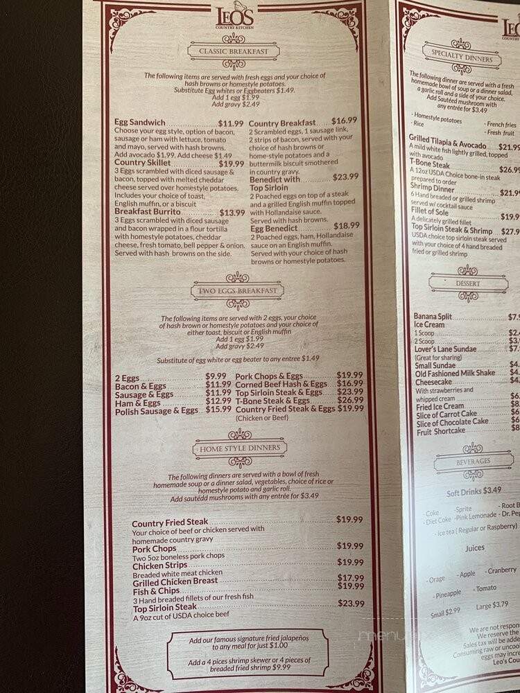 Leo's Country Kitchen - Fontana, CA menu_pic