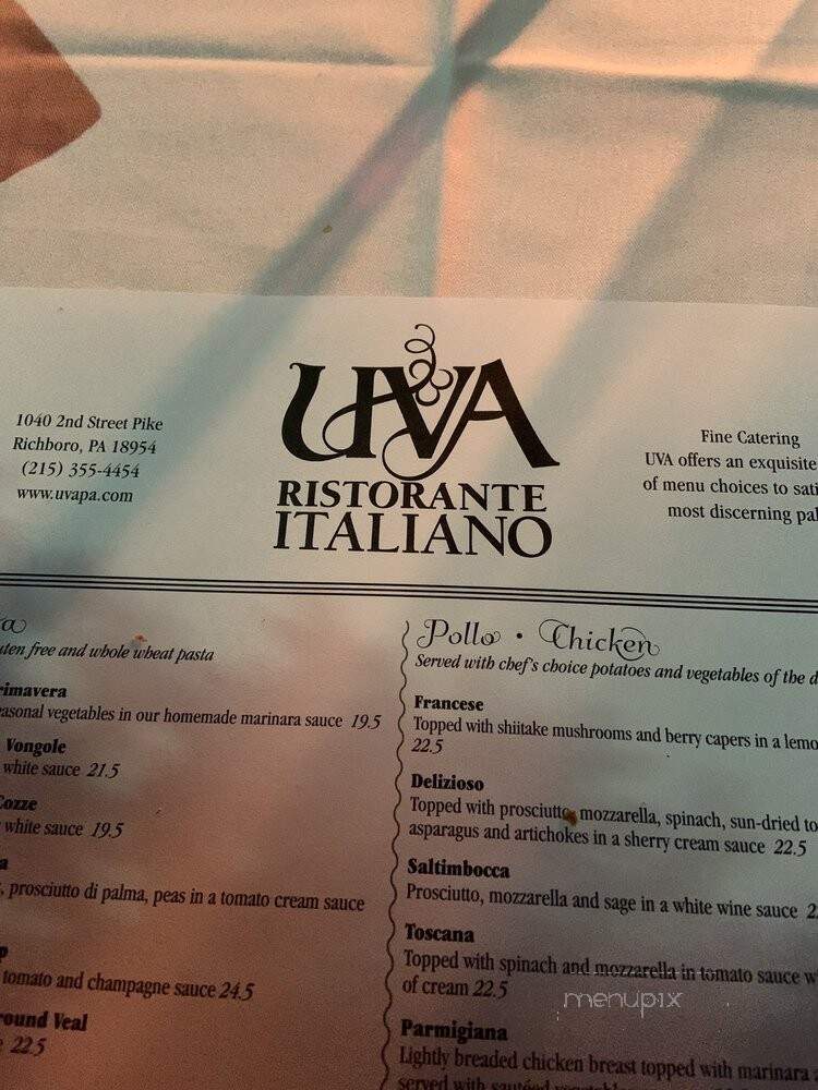 Uva - Richboro, PA menu_pic