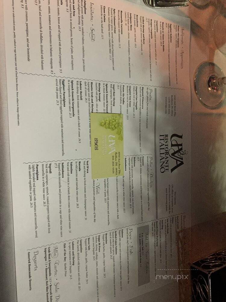 Uva - Richboro, PA menu_pic