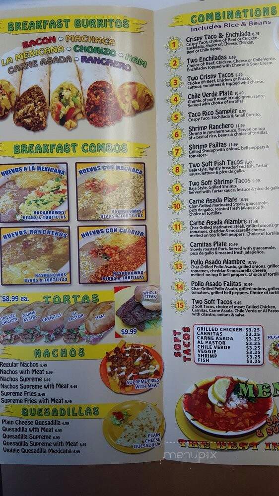 Taco Rico - San Luis Obispo, CA menu_pic
