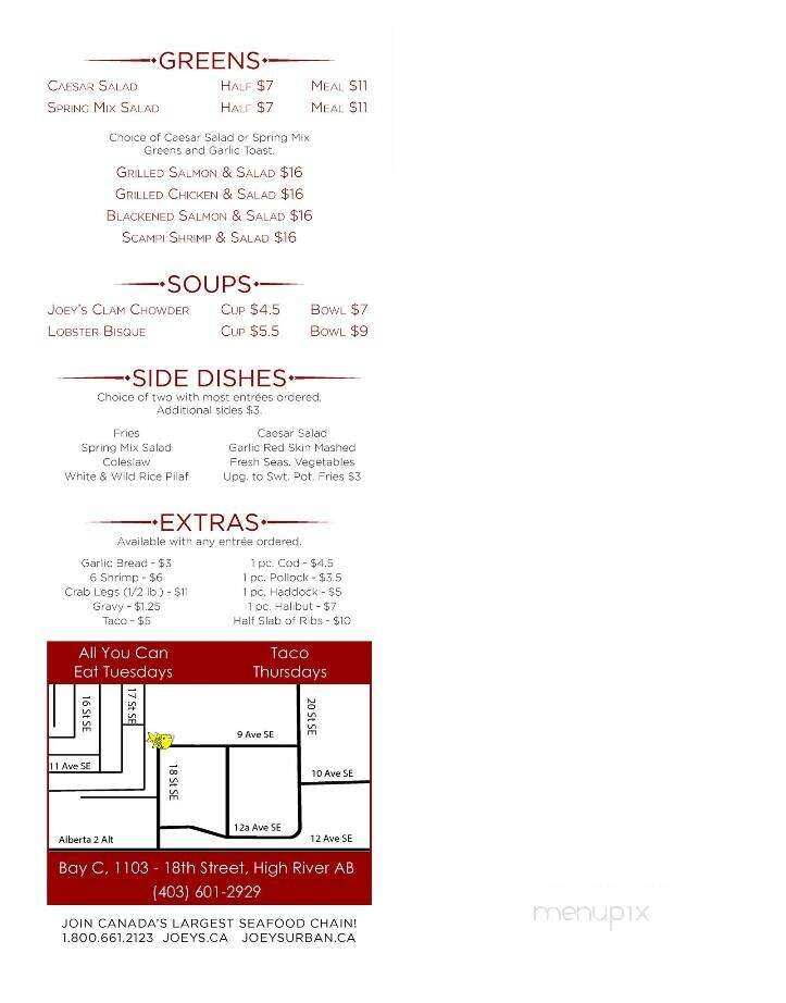 Joey's Only Seafood Restaurants - High River, AB menu_pic
