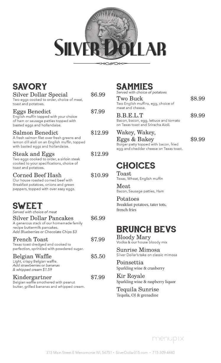 Silver Dollar Saloon & Brick - Menomonie, WI menu_pic
