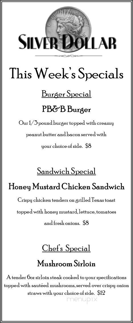 Silver Dollar Saloon & Brick - Menomonie, WI menu_pic