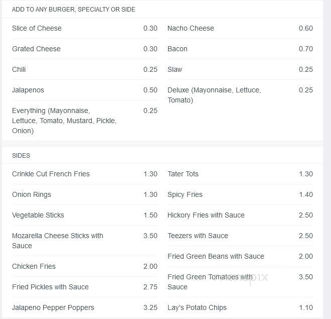 Walker's Dairy Freeze - Marked Tree, AR menu_pic