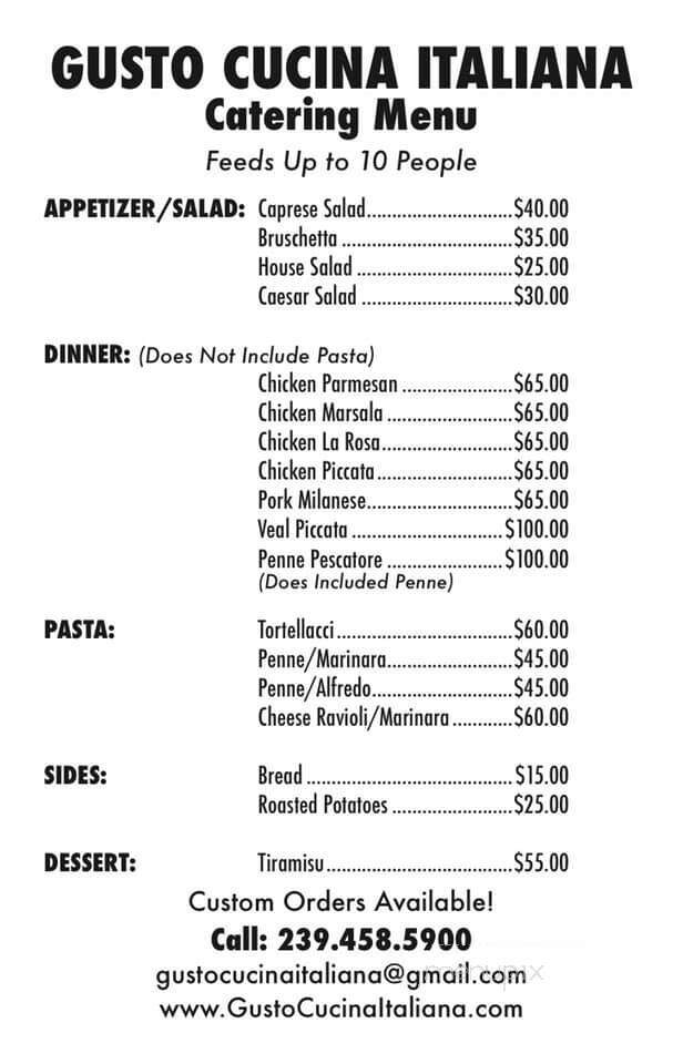 Gusto Cucina Italiana - Cape Coral, FL menu_pic
