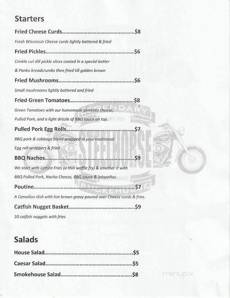 Steelhorse Smokehouse - Newberry, SC menu_pic