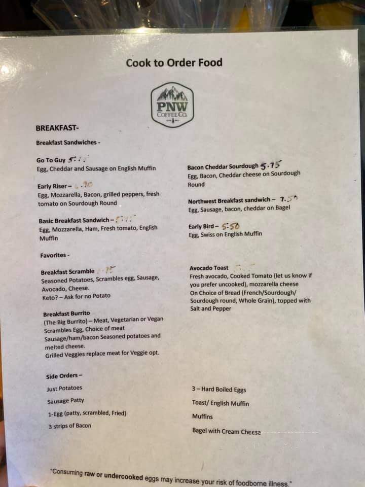 PNW Coffee Co - Auburn, WA menu_pic