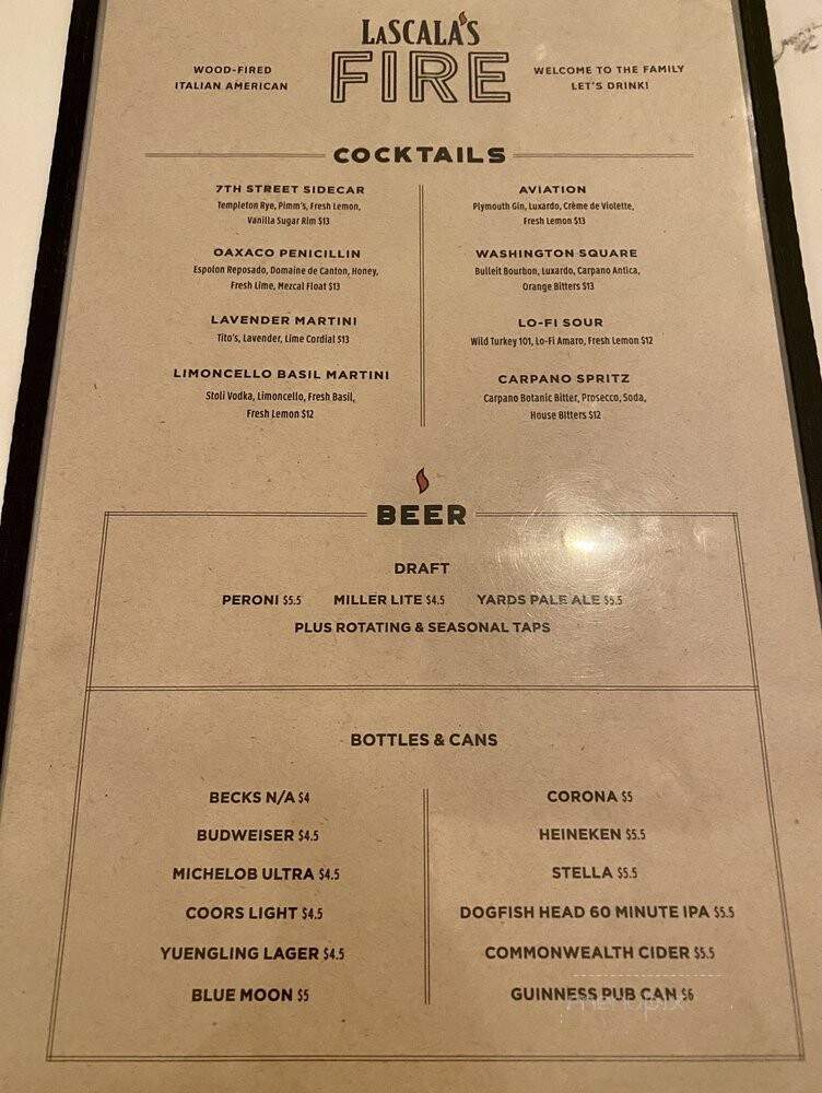 LaScala's Fire - Villanova, PA menu_pic